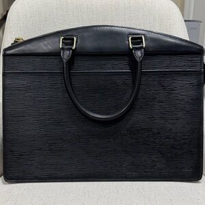 Louis Vuitton Black Epi Leather Top-Handle Briefcase with COA